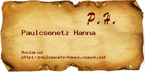 Paulcsenetz Hanna névjegykártya